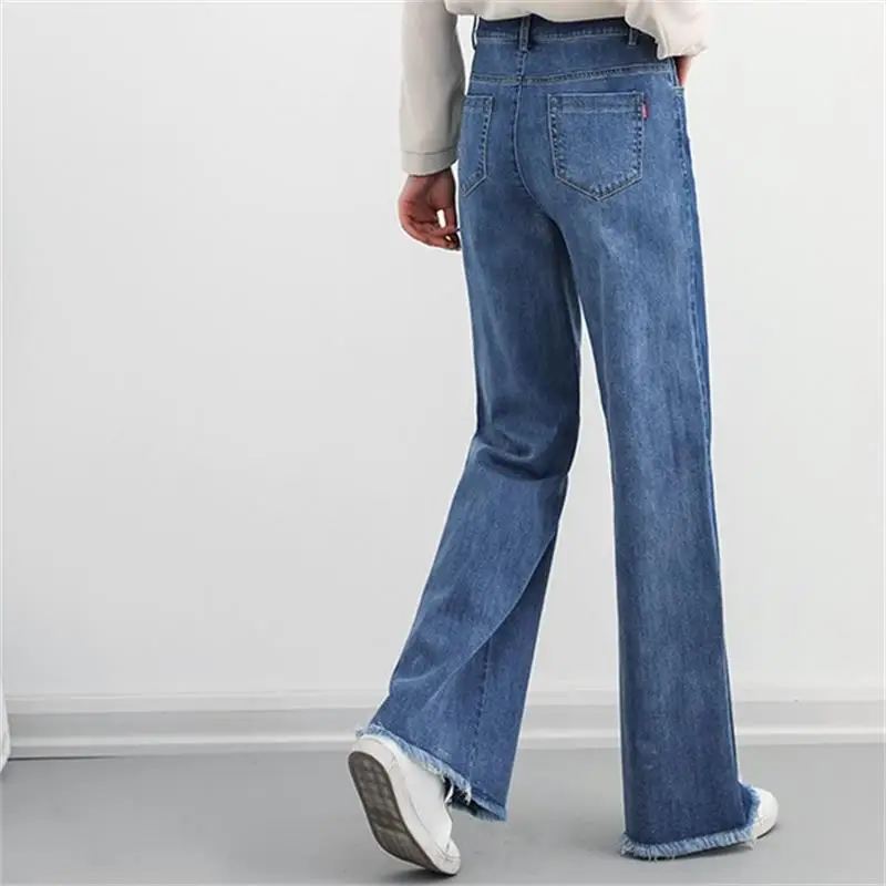 Crudo Ancha Amplia De Gratis Y Empalme Las Pierna Color Blue Primavera Recta Vaqueros Pantalones Mujeres Nueva Envío 2019 Moda Otoño zUdE6xzqw