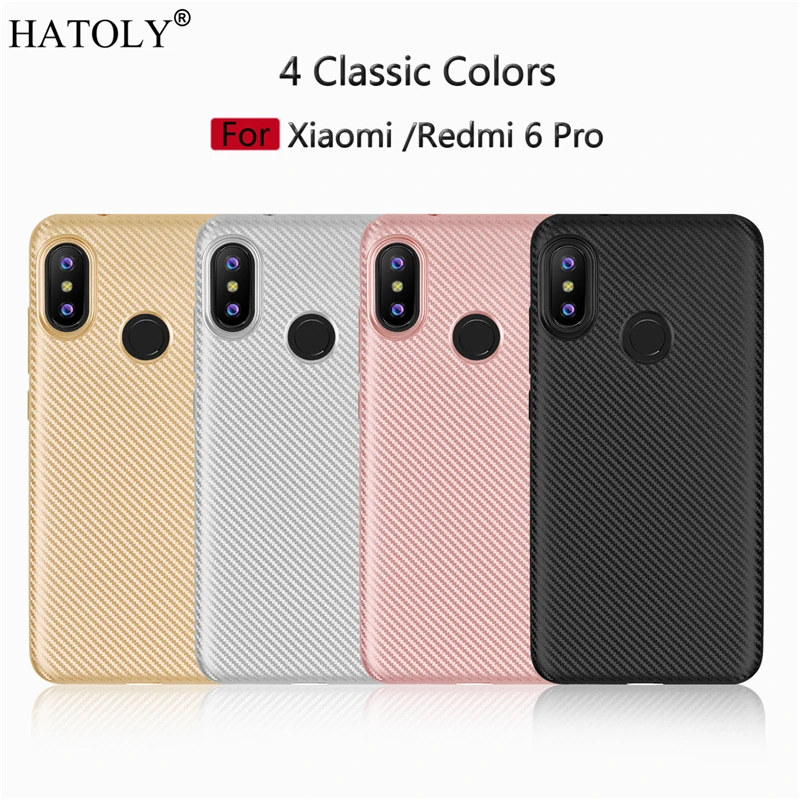 HATOLY For Fundas Xiaomi Redmi 6 Pro Case Ultra-thin Soft TPU Carbon Fiber Back Cover Cases for Coque Bumper |