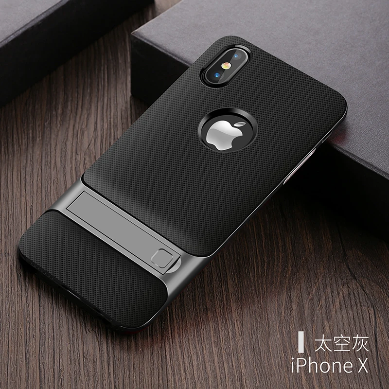 

For iPhone X Case Cover For Apple iPhone X PC + Silicon Hybird Support Stand Phone Capa Funda Coque For Women & Male Men