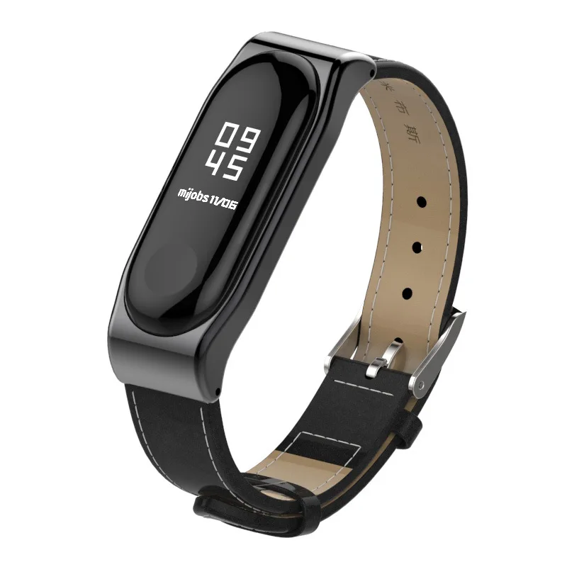 Mijobs для Xiaomi mi band 3 ремешок на запястье ремень из натуральной кожи браслет Mi Band