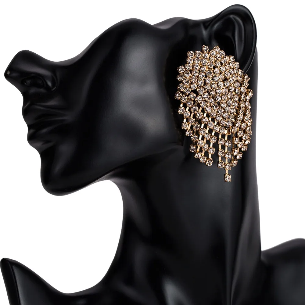 KMVEXO роскошные стразы серьги-подвески в форме капли серьги для женщин винтажные кисточки массивные серьги модные свадебные украшения