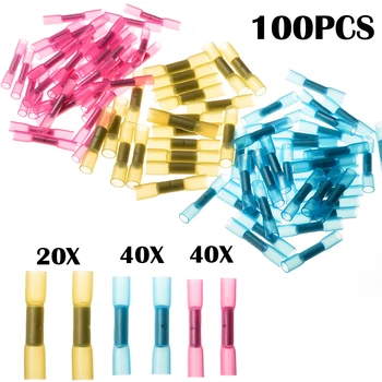 

100Pcs Heat Shrink Butt Terminal 22-10 AWG Waterproof Insulated Shrinkable Electrical Wire Splice Terminal Connector Kit