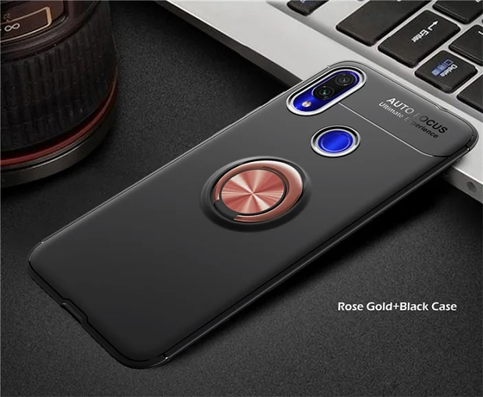 Чехол-кольцо для Redmi 7A, K20, note 7, 5, 6, pro, ТПУ, скрытая подставка, с магнитом, случай для Redmi Примечание 4/4x6, 6A, S2, чехол, Fundas - Цвет: Black rose gold