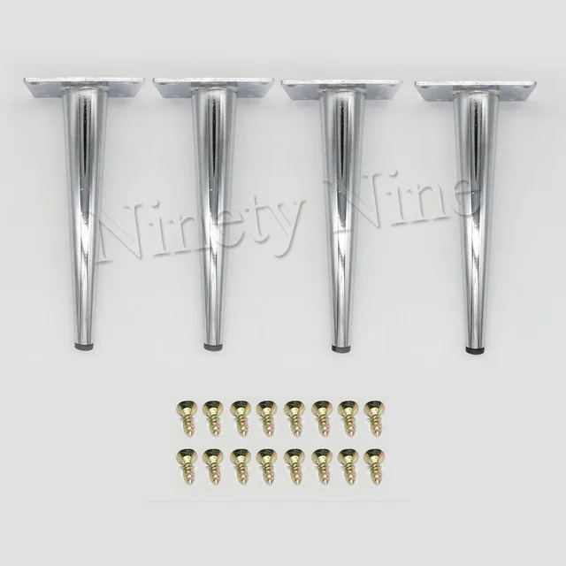 4Pcs Furniture legs Sofa leg Load 900KG Coffee Table TV Stand Stool Chair Leg Hardware Cabinet feet 15/20/25/30CM Tapered Leg - Color: Silver 20cm Straight