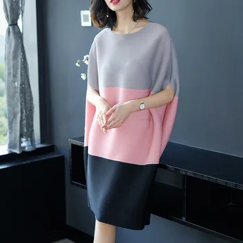 

Women Dresses Summer Dress Sexy Splice Plaid Oversized Loose Dresses Bat Sleeve Womens Casual Wearing