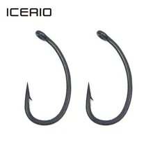 ICERIO 100PCS Matt Black Telflon Coated Needle Sharp Curve Carp Fishing Gnippen Hooks Pop up Carp Hook