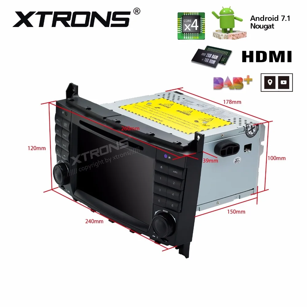 Clearance XTRONS 2 Din 7" HD Android 7.1 Radio GPS HDMI Car DVD Player for Mercedes Benz W209 W203 C180 C200 C220 C230 C240 C250 C270 W463 4