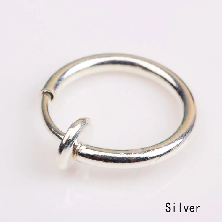 Лидер продаж модные панк клип на поддельные пирсинг носа губ круг кольца серьги Diy аксессуары Y184KK0006208 - Окраска металла: silver