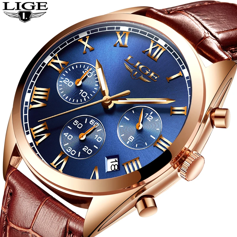 Relogio Masculino часы lige мужские роскошные брендовые модные деловые кварцевые наручные