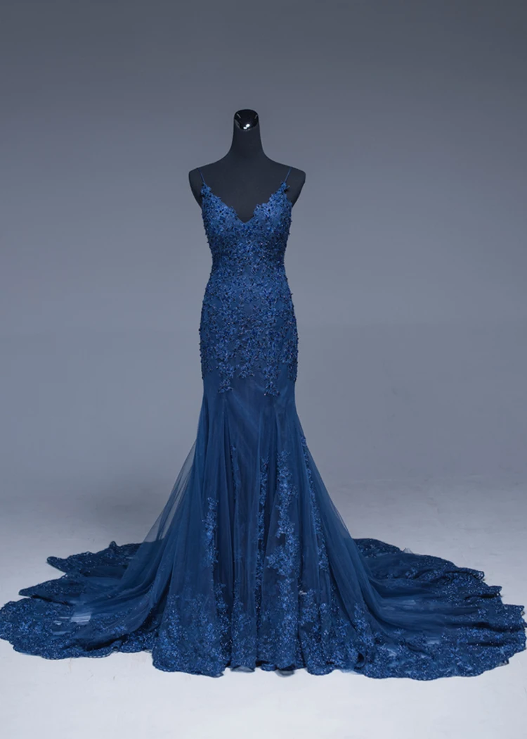 Vinca sunny сексуальное темно-синее платье русалки для выпускного вечера, кружевные вечерние платья с аппликацией, длинное вечернее платье