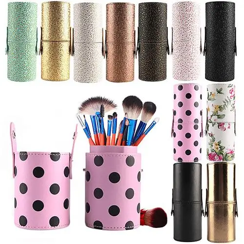 

POP Leather Makeup Brush Pen Holder Storage Empty Holder Makeup Bag Brushes Organizer Cosmetic Cup Case