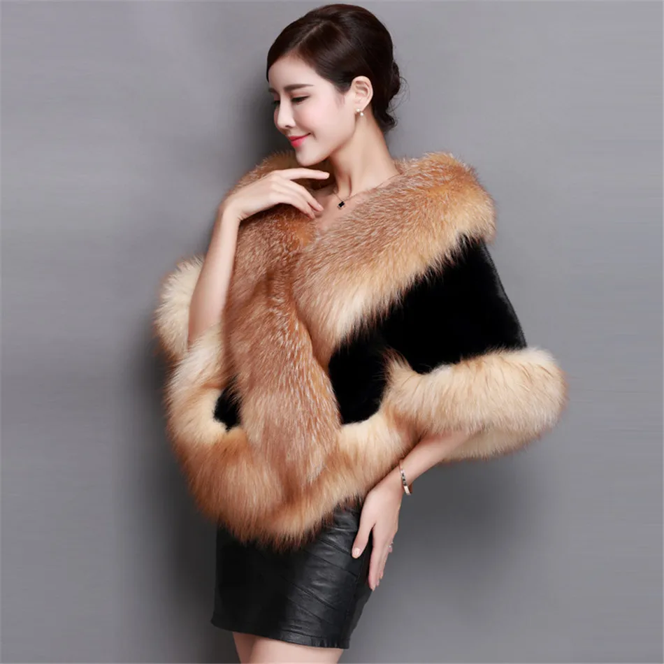 Mariée Fourrure Grand Col Parti Lapin Châle De Pon Rex Blanc Renard Poncho Wrap Mariage Écharpe Rouge Argent twXzrpxX