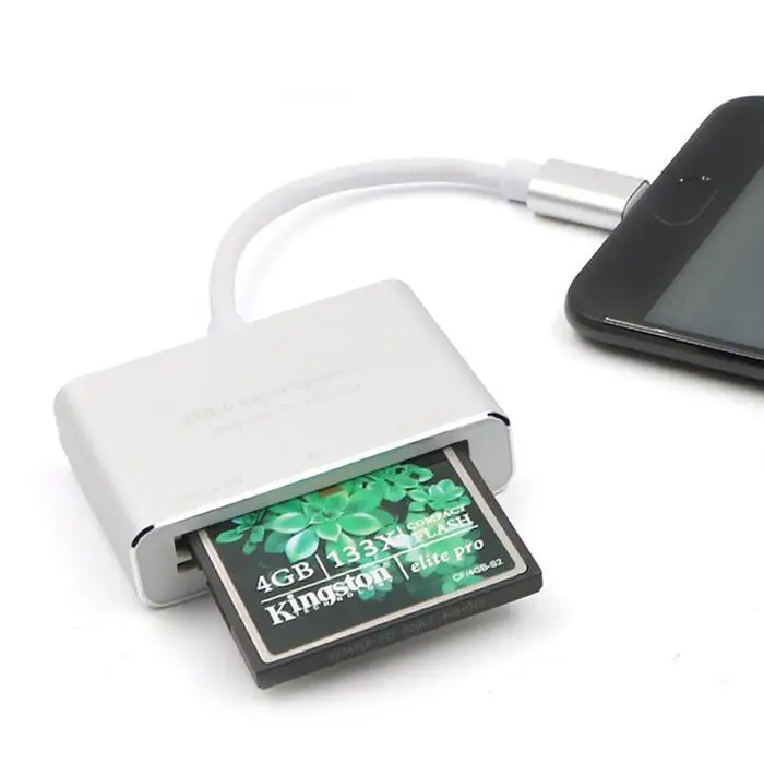 Высокоскоростной 3 в 1 USB серебристый, серый кард-ридер 5 Гбит/с тип-c до SD тип-c CF/TF кард-ридер