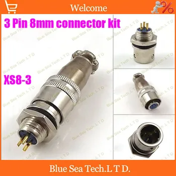 

3 Pin 8mm Male & Female mic circular connector kit XS8-3P Socket+Plug,Aviation plug interface,circular connector