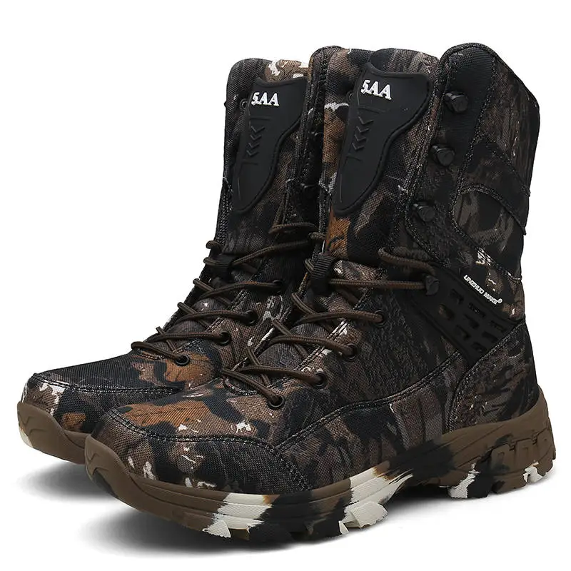 Мужские армейские ботинки; качественный Тактический пустынный военный ботильоны; Рабочая обувь в армейском стиле; кожаные зимние ботинки; армейские ботинки - Цвет: Хаки