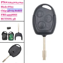 1 шт) Автомобильный пульт дистанционного ключа для 4d-60 чип Ford Mondeo Fiesta Galaxy f021 лезвие 3 кнопки 433 МГц