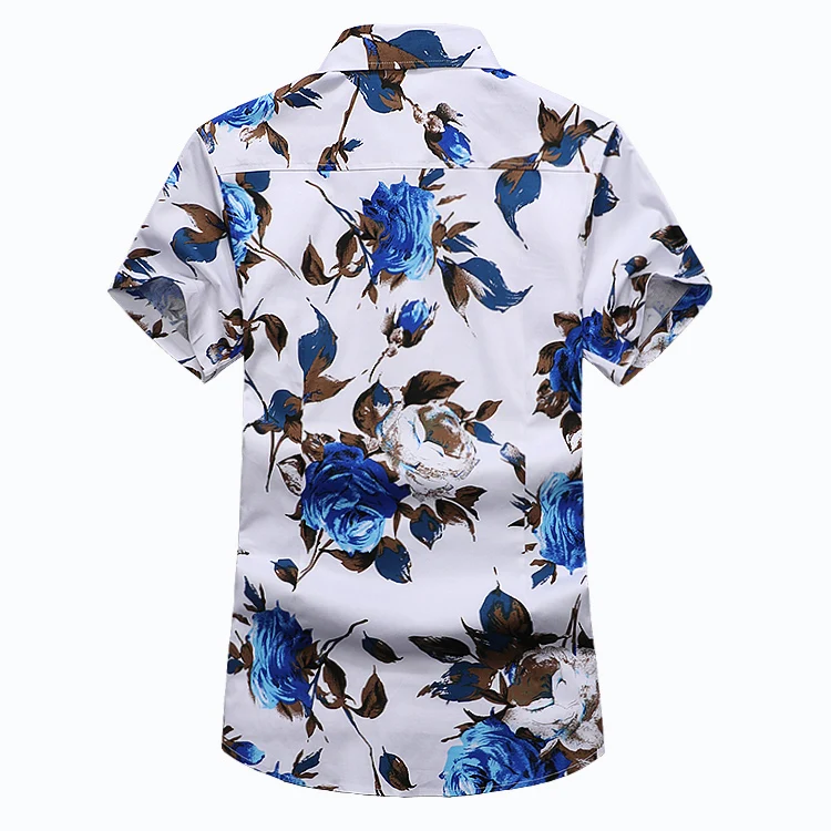Mens Casual Short Sleeve Slim Fit Shirt Men High Quality 2018 Summer Fashion Cotton Floral Hawaiian Shirt Male Plus Size M-7XL