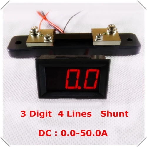 RD 0,5" Цифровой амперметр APM dc 0-50A 4 провода трехзначный измеритель тока панель с шунтом светодиодный дисплей Цвет [3 шт./лот] - Цвет: RED