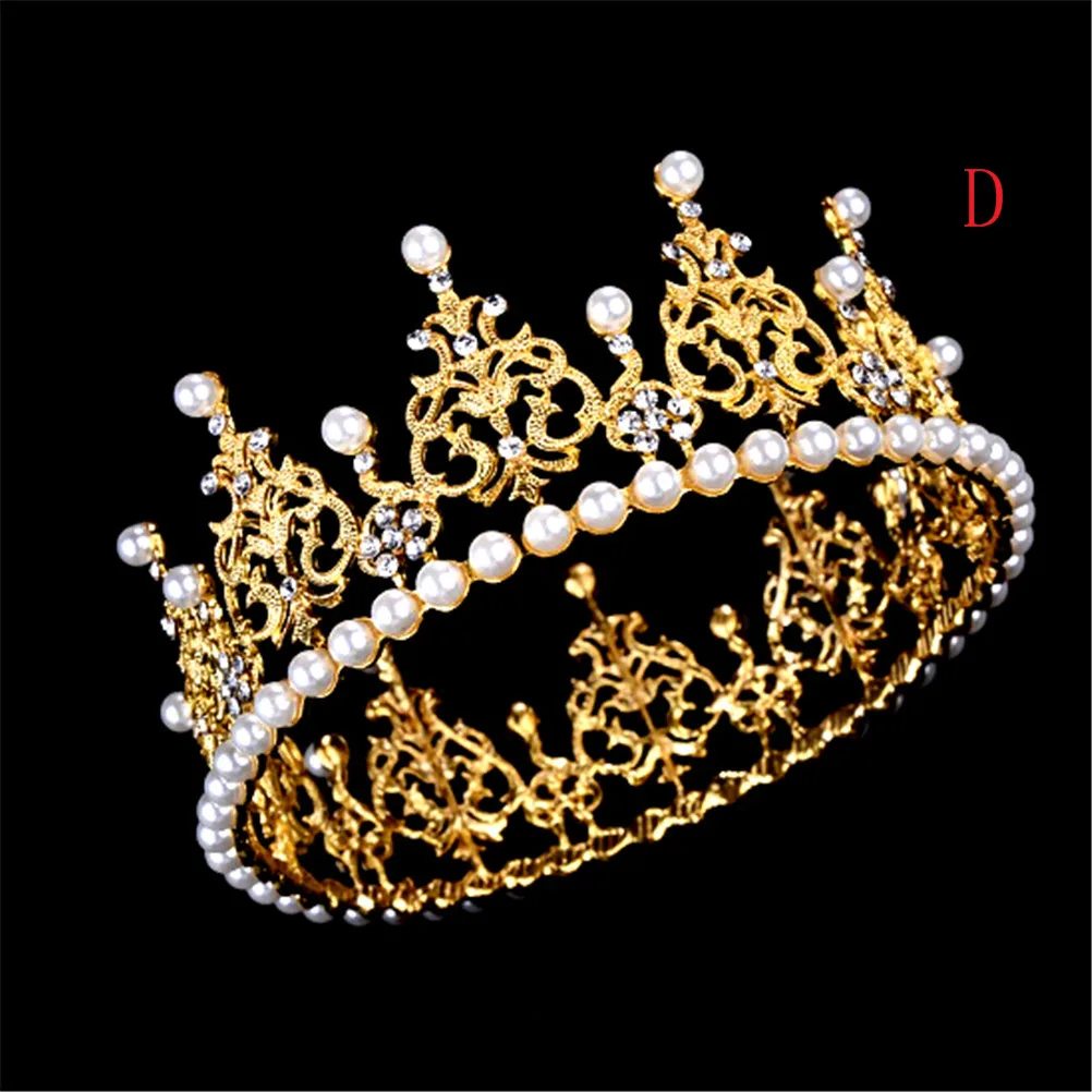 Cute Mini Circle Round Pearl Hair Crown Princess Designs Wedding Jewelry Tiaras