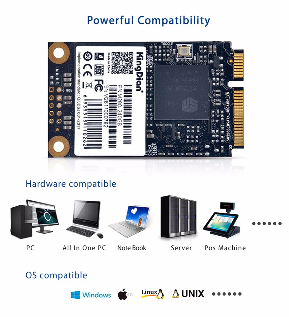 M280-240GB) Kingdian бренд 430/393 Мб/с Высокая производительность SSD mSATA SSD 256g 240 ГБ