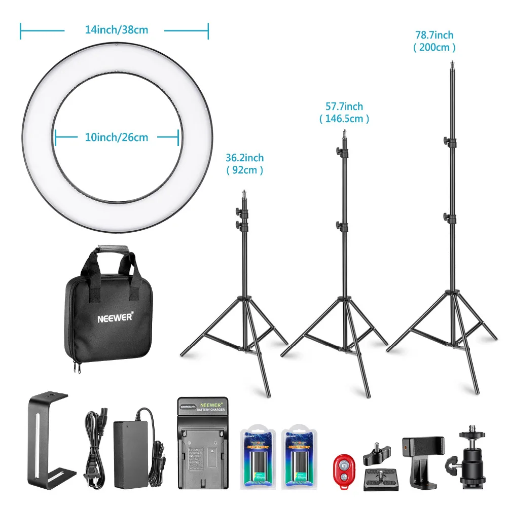 Neewer 14-дюймовый Dimmable bi-цвет SMD СВЕТОДИОДНЫЙ кольцевой светильник ing комплект для Камера/смартфон фото студии видеосъемки+ светильник стенд