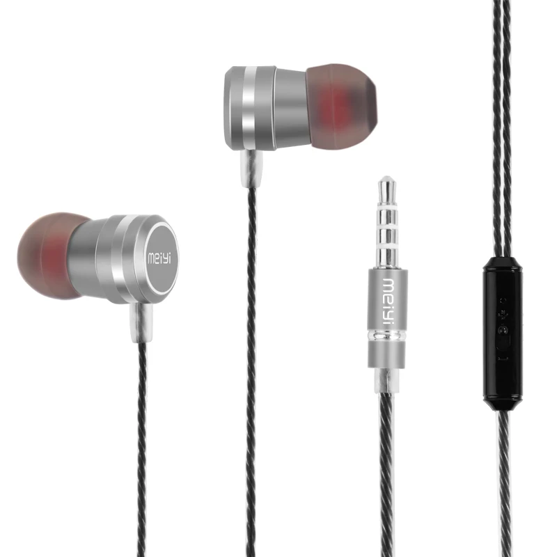 Meiyi Y12 3,5 мм металлический Проводные вставные наушники с микрофоном провод управления для наушников для iPhone 6s 6 plus/iPad для samsung htc планшетный компьютер LG - Цвет: grey
