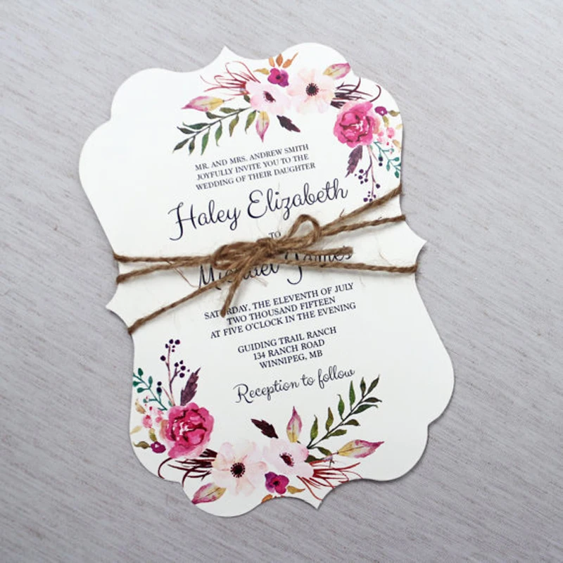  Irregularly Shaped Wedding Invitation Cards with Invitation Envelope - Lot of 50 - 32850833145