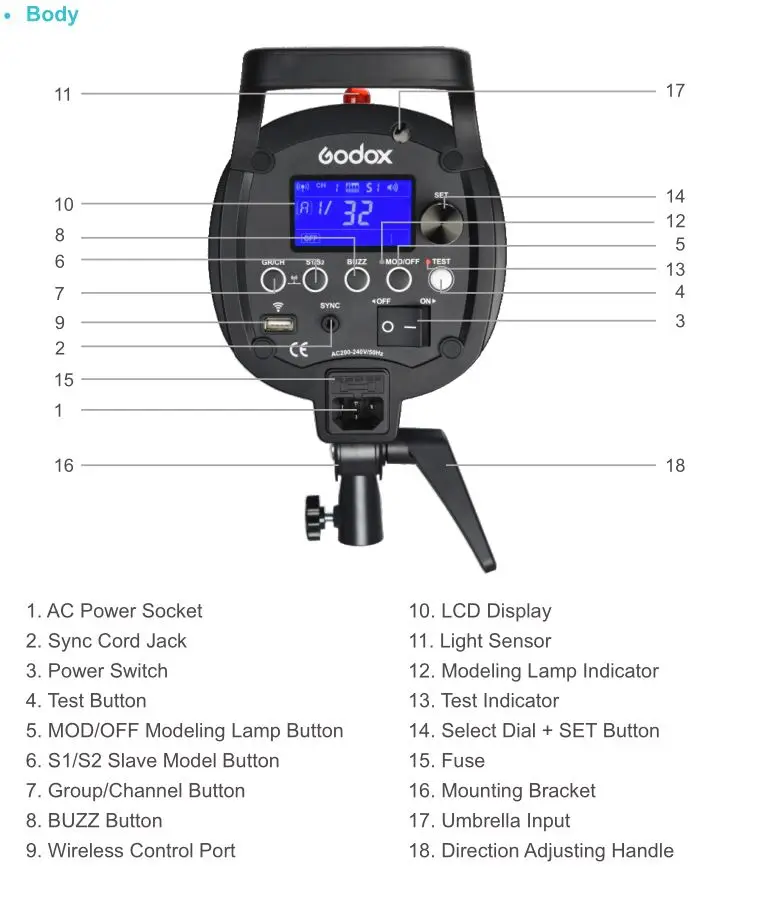 Godox QS600II Flash Head 150Ws моделирующая лампа 600Ws функция анти-предварительной вспышки GN76 2,4G Беспроводная система X с передатчиком X1