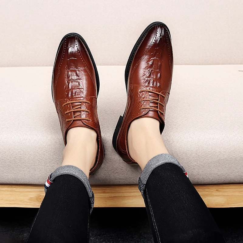 Hombre Boda Fiesta Formal Cuero Black Calzado Los Vestir Elegante Zapatos Genuino Y Oficina Para Negro De Clásico Marrón brown Hombres nPfPCq