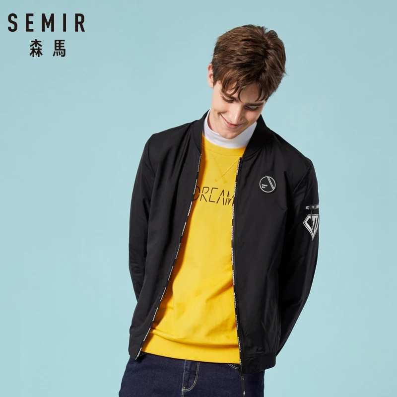 SEMIR мужская двусторонняя куртка со стоячим воротником бейсбольная бомбер на