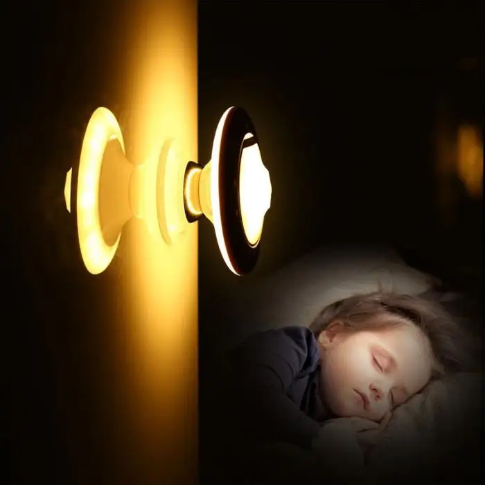 360 градусов вращающийся светодиодный ночник перезаряжаемый PIR датчик движения настенный светильник для шкафа QP2