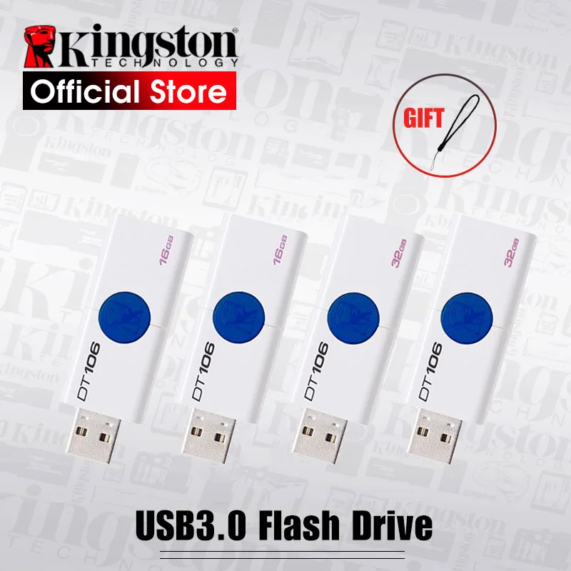 Kingston 32gb USB флеш-накопитель DT106 флеш-накопитель usb3.1 16GB U диск usb 64gb 128gb память флэш-память USB