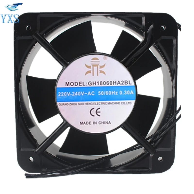 

GH18060HA2BL AC 220V-240V 0.28A 50/60HZ 2 Wires 18060 18cm 180*180*60mm 2 Wires Double Ball Bearing Cooling Fan