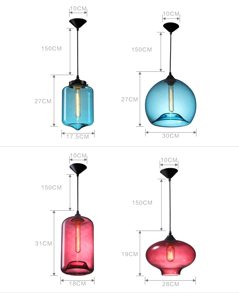 Подвесной светильник для гостиной, столовой, светильник для кафе, современный стеклянный подвесной светильник для украшения T300 T10 T180 40 Вт, лампа Эдисона