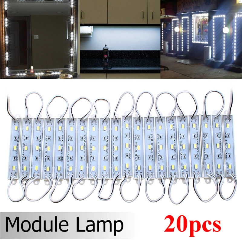 

20PCS LED Module Lighting 3 SMD 5730 Waterproof IP65 White LED Strip Advertising Light Decorative Mirror Lamp DC12V