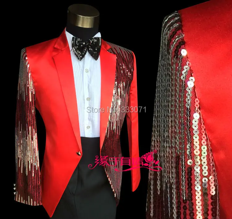2016 High Quality custom Slim Fit Men's Suits sequins Groom Tuxedos