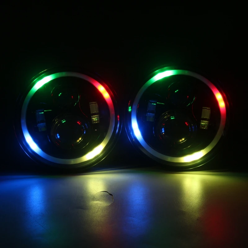 For Lada 4x4 urban Niva 7inch Headlamp Full Function RGB Halo Angel Eyes LED Headlight for Jeep JK LJ Accessories