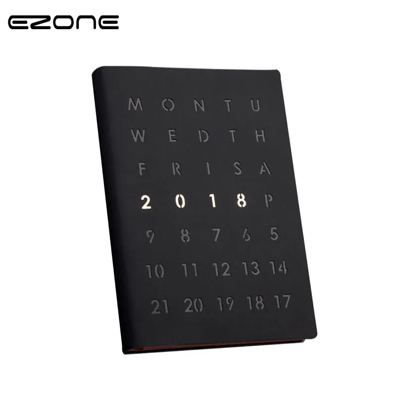 

EZONE 2018 Agenda A5 Notebook With Pen Calendar Yearly Diary Daily Monthly Planner Organizer Black/White PU Cover Note Book Gift