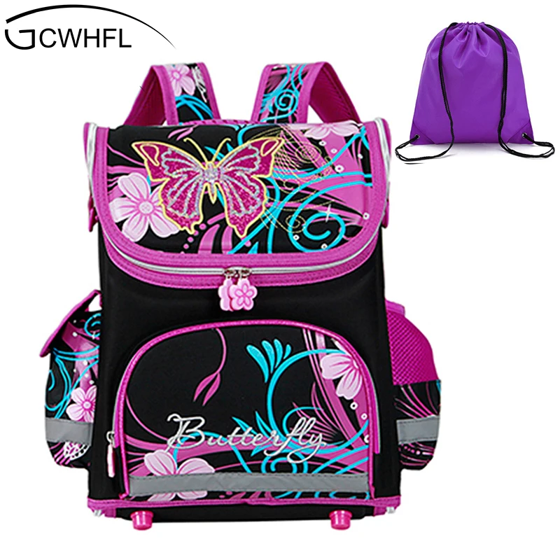 GCWHFL Children School Bags Girls Orthopedic Butterfly Design Princess School font b Backpack b font font