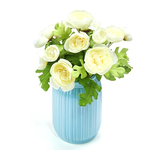 

INDIGO- Promotion Pink Peony Spray (15 flower/stem) Silk Rose Bouquet FlowerTea Rose Silk Flower Wedding Flo Free Shipping