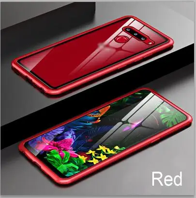 Защитный чехол для LG G8 ThinQ с металлической рамкой, прозрачная задняя крышка из закаленного стекла, чехол s для LG G8 ThinQ, металлический бампер LGG8ThinQ - Цвет: Красный