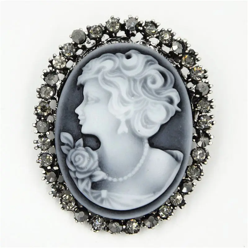 

New Style Party Queen Lady Vintage Victorian Design Cameo Bronze Brooch Pin
