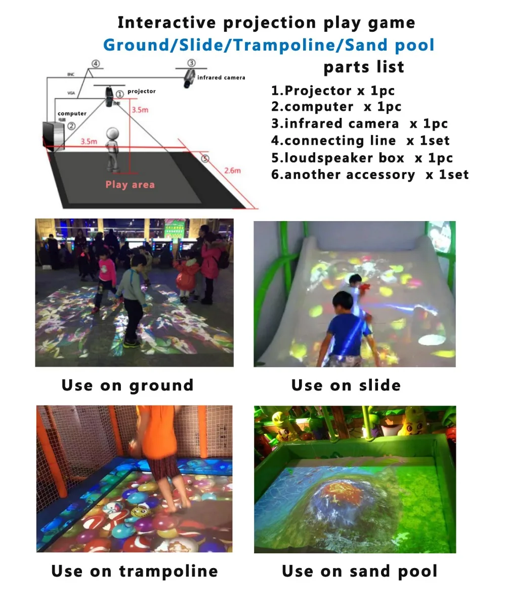 

3D interactive projection play games used on ground/sand/slide/trampoline