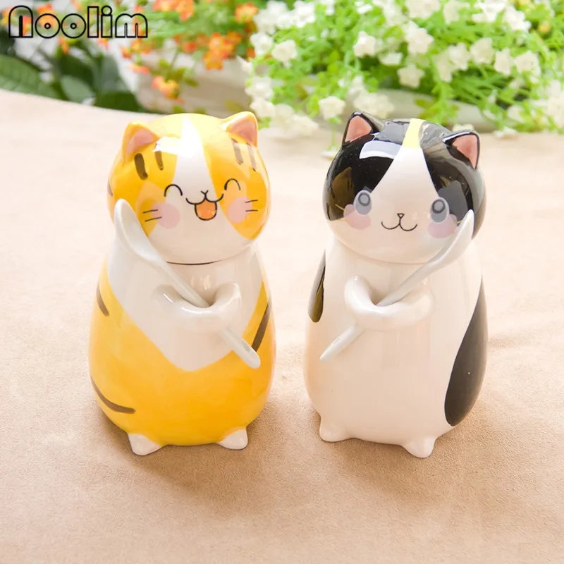 

Creative Cat Teacups Exquisite Teaware Accessories With Spoon And Lid Coffee Milk Tea Cups Couple Cups
