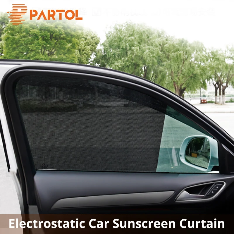 

Partol 42x38cm 4pcs/2pcs Auto Sunshade Window Protection Covers Black PVC Windows Electrostatic Protective Interior Visor Film