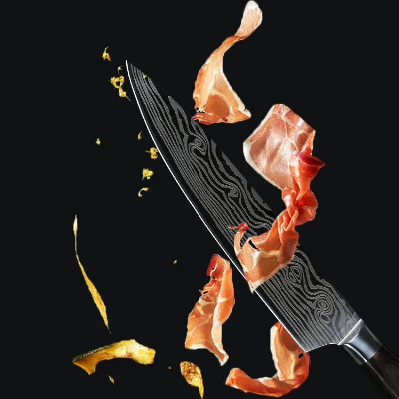 

High Quality Utility Chef Knives Imitation Damascus steel Kitchen Knives Sharp Cleaver Slicing Knives Gift Knife