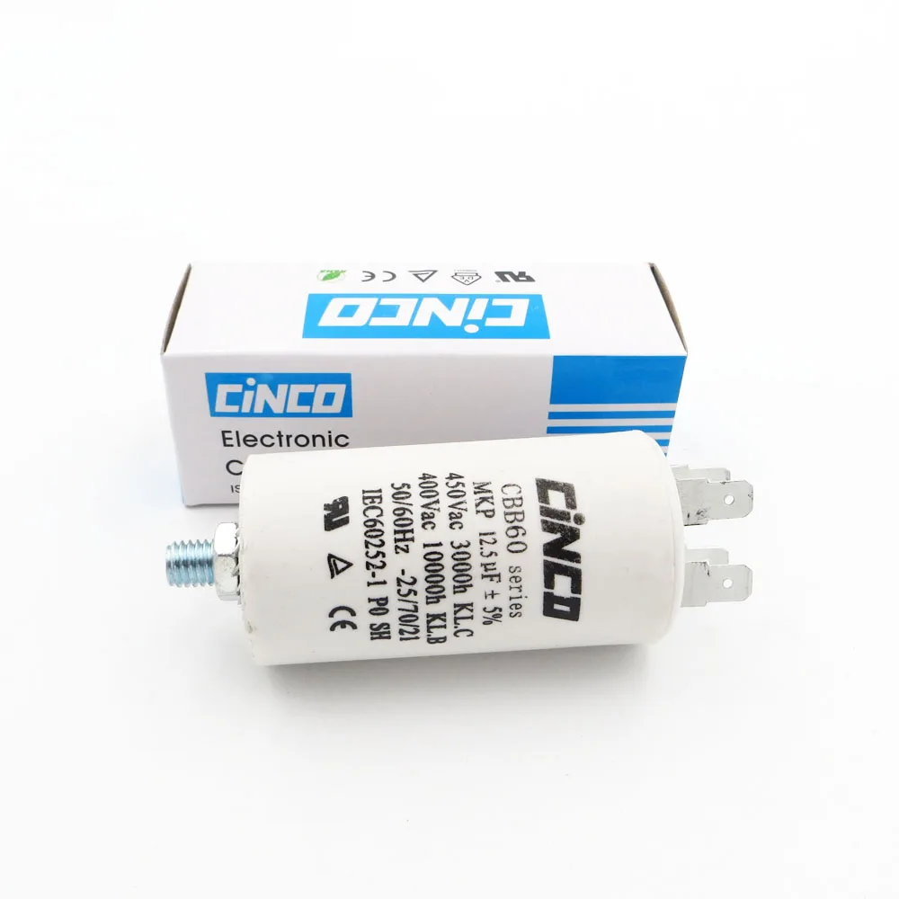 

CBB60 Motor Run Capacitor 12.5UF 400V 450V wire SH DB Polypropylene Film Ac 450VAC Water Pump electrical engine 12.5mfd 12.5mf