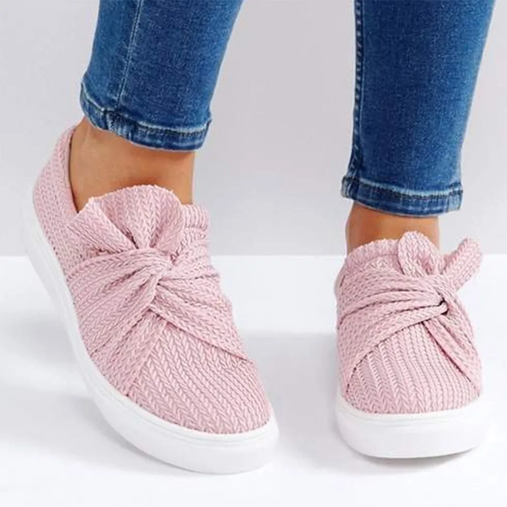 

Women Ladies Slip Ons shoes Solid Fashion Bowknot Casual Loafers Roman Butterfly knot Cloth Shoes zapatos de mujerbuty damskie