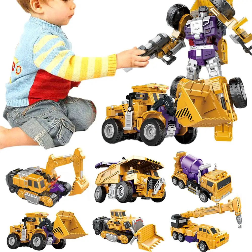 Kopen 6 in 1 Transformatie Robot Auto Metalen Bouwtechniek Voertuig Vrachtwagen Vervorming Speelgoed Kid Speelgoed Geschenken