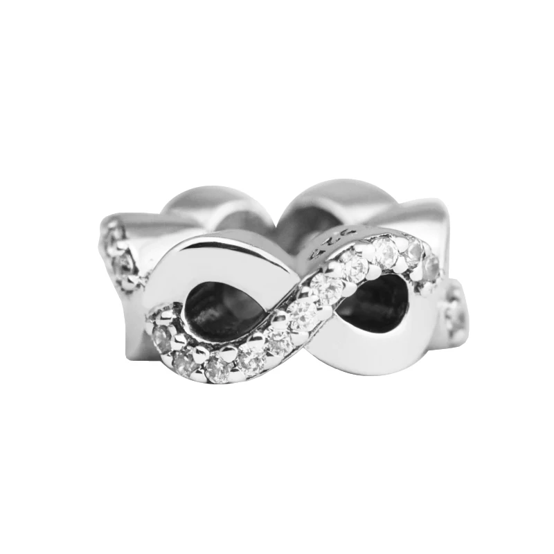 

Fits Brand Bracelets Beads for Jewelry Making DIY Sterling-Silver-JEWELRY Infinite Love Bead Clear CZ Charms Kralen PERLES